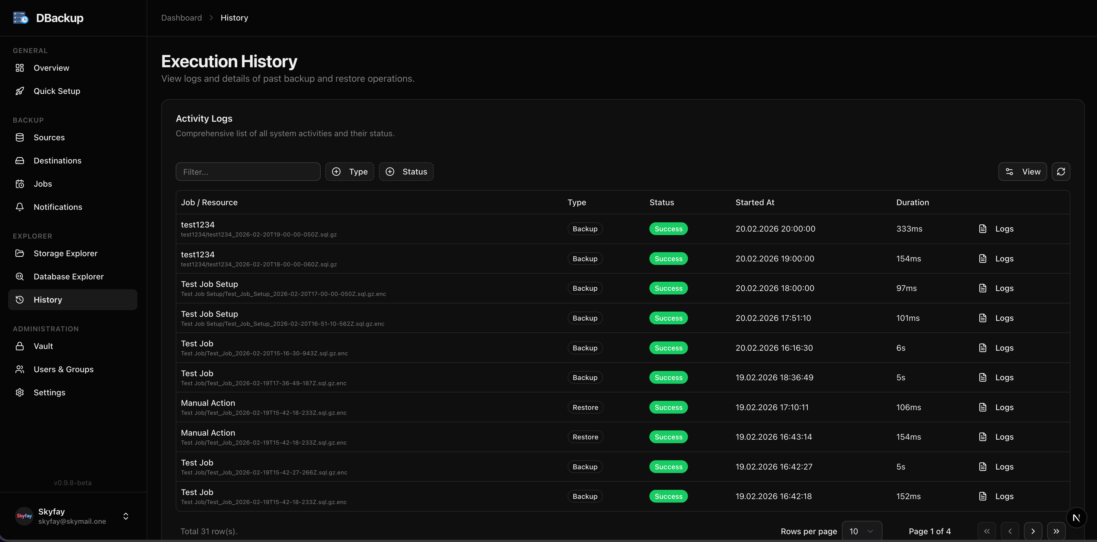 Execution History